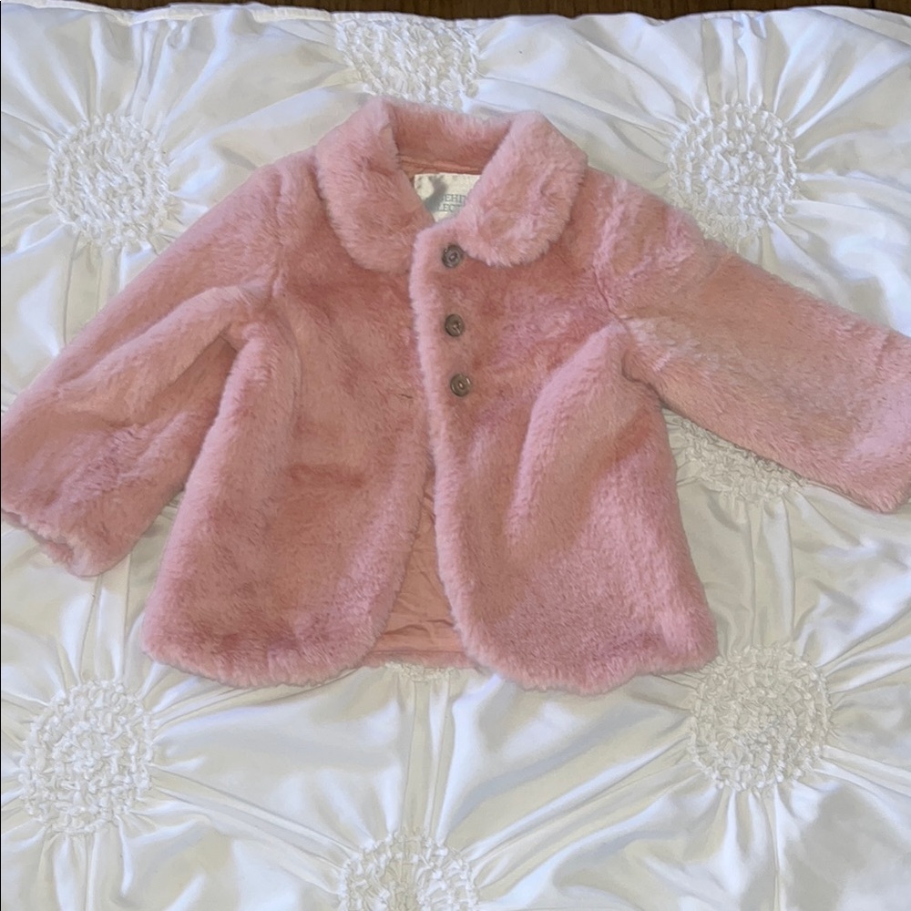 Edgehill Collection Pink Pea Coat Plush Faux Fur